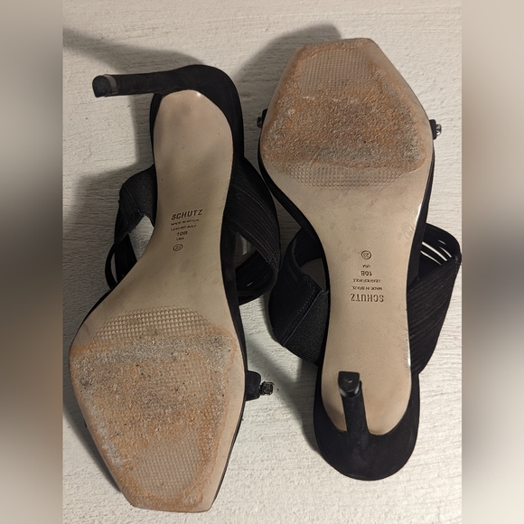 Schutz kimber strappy black suede heels with beading, size 10 - Picture 9 of 12